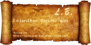 Leipniker Benjámin névjegykártya